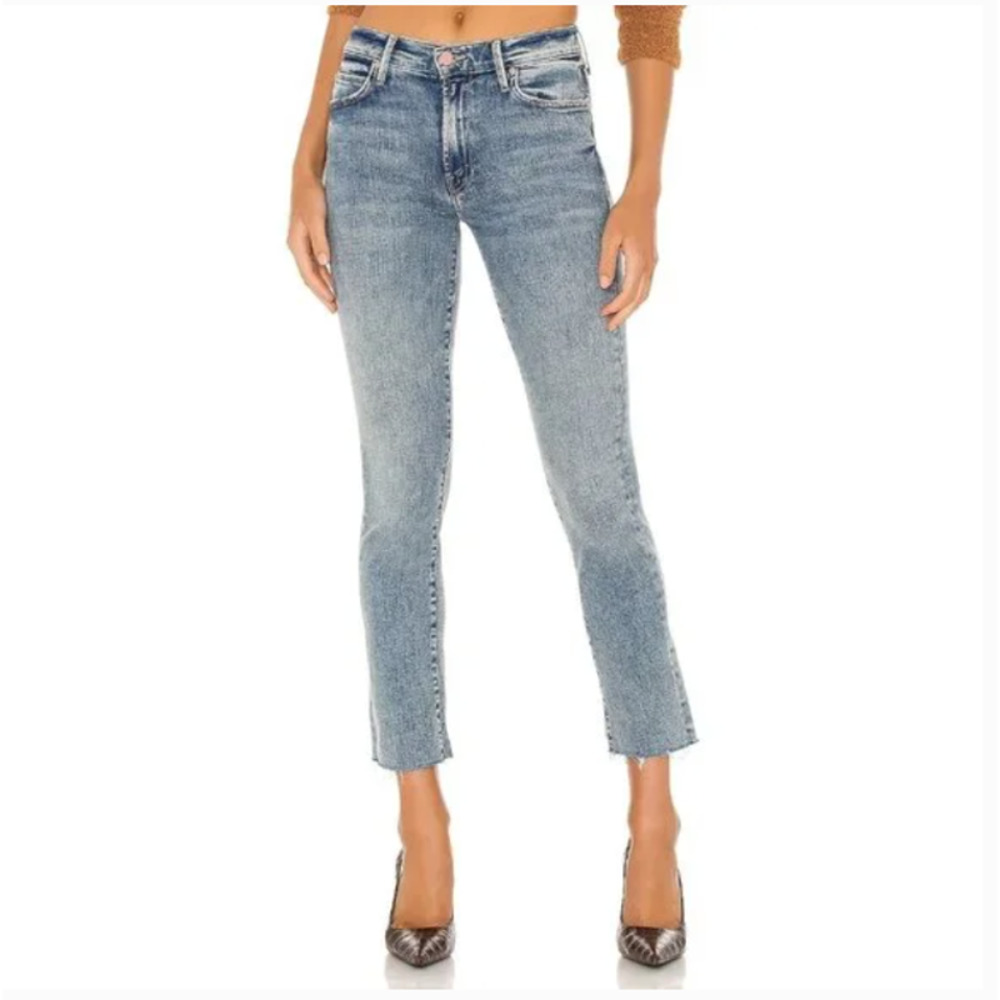 MOTHER High Rise Blue Jeans with Vintage-Inspired Wash